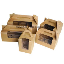 Carrier Lunch Package Cajas / Papel Kraft Caja de Cupcake con inserto